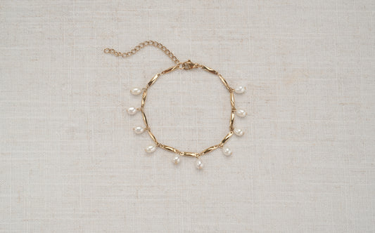 Dangly Freshwater Rice Pearl Bracelet - Elena