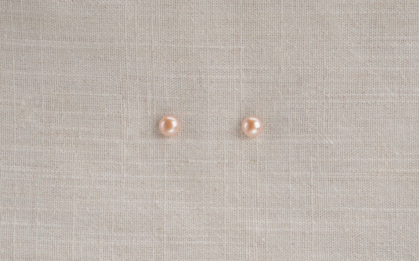 Freshwater Pink Champagne Colored Round Pearls Studded Earrings - Rose