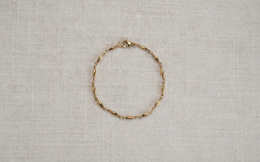 Gold Bar Link Minimalist Bracelet - Annie