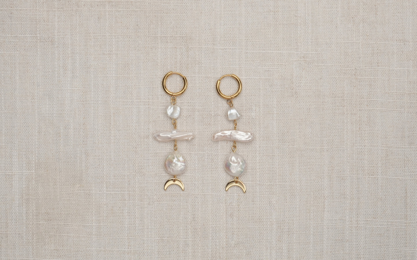 Mixed Freshwater Pearl Dangling Hoop Earrings - Alice