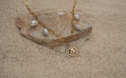 Mixed Freshwater Pearls With Sun Pendant Necklace - Soleil