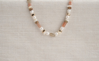 Mixed Stones and Freshwater Pearls Necklace - Fleur