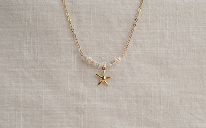 Starfish Pendant Freshwater Keshi Pearl Necklace - Naomi