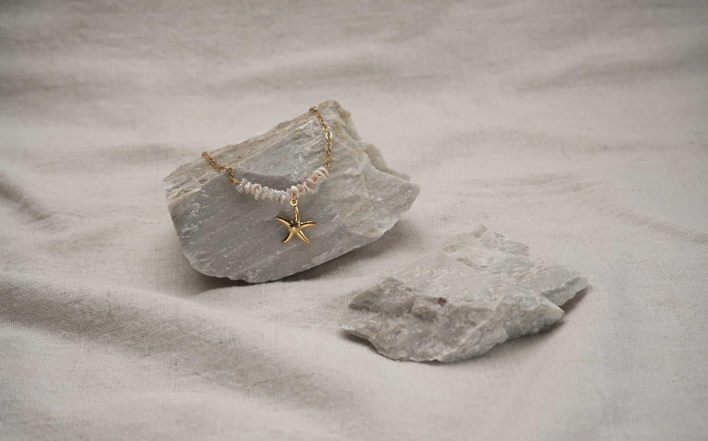 Starfish Pendant Freshwater Keshi Pearl Necklace - Naomi