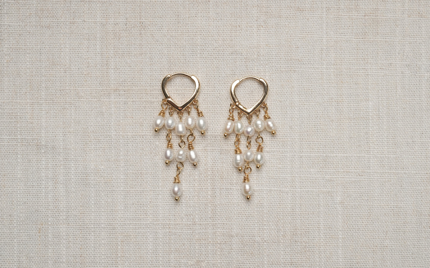 White Freshwater Rice Pearl Chandelier Hoop Earrings - Arabella